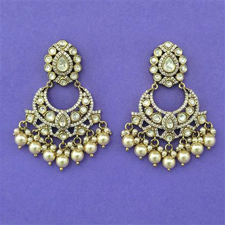 Kundan Pearl Earring with Mehndi Plating