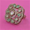 Kundan Adjustable Ring with Mehndi Plating