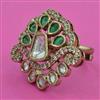 Kundan Adjustable Ring with Mehndi Plating