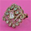 Kundan Adjustable Ring with Mehndi Plating