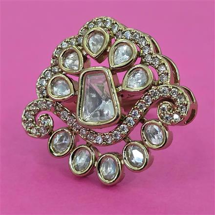 Kundan Adjustable Ring with Mehndi Plating