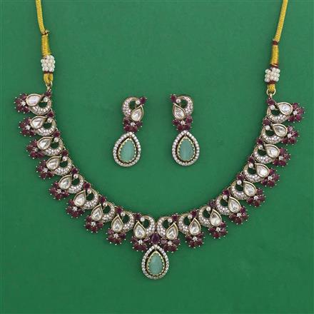 Kundan Birds Necklace with Mehndi Plating