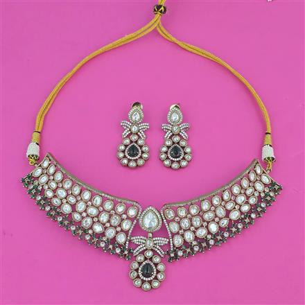 Kundan Mukut Necklace with Mehndi Plating