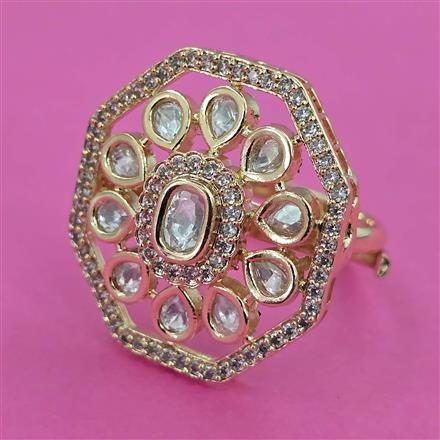 Kundan Adjustable Ring with Carat Plating