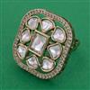 Kundan Adjustable Ring with Mehndi Plating