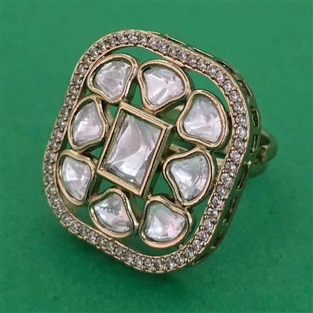 Kundan Adjustable Ring with Mehndi Plating