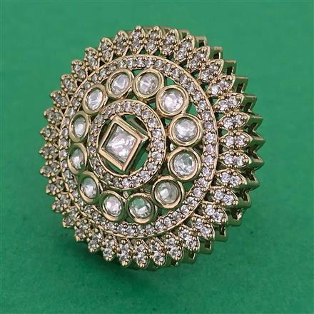 Kundan Adjustable Ring with Mehndi Plating