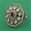 Kundan Adjustable Ring with Mehndi Plating
