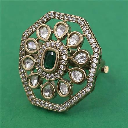 Kundan Adjustable Ring with Mehndi Plating