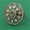 Kundan Adjustable Ring with Mehndi Plating