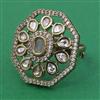 Kundan Adjustable Ring with Mehndi Plating