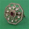 Kundan Adjustable Ring with Mehndi Plating