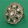 Kundan Adjustable Ring with Mehndi Plating