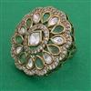 Kundan Adjustable Ring with Mehndi Plating