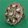 Kundan Adjustable Ring with Mehndi Plating