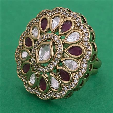 Kundan Adjustable Ring with Mehndi Plating
