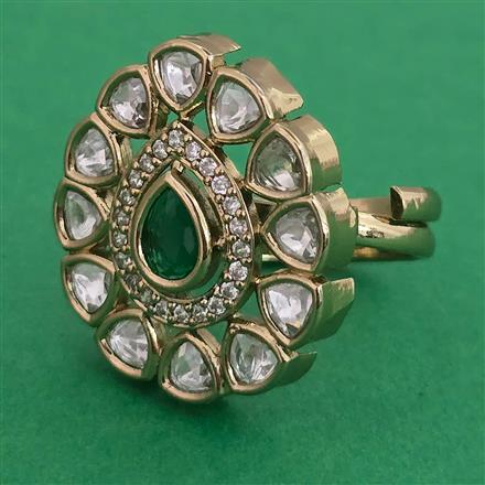 Kundan Adjustable Ring with Mehndi Plating