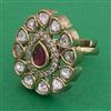 Kundan Adjustable Ring with Mehndi Plating