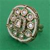 Kundan Pearl Ring with Mehndi Plating