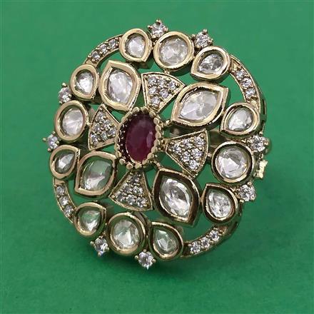 Kundan Adjustable Ring with Mehndi Plating