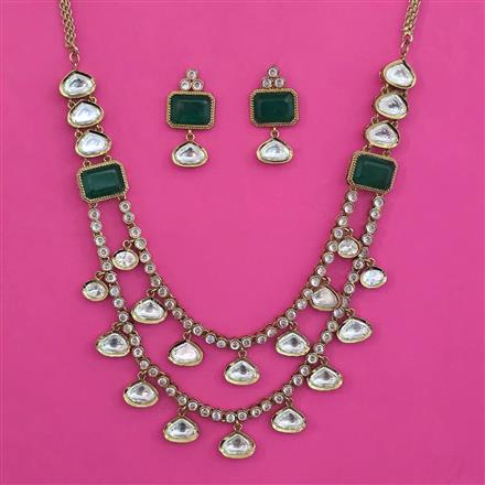Kundan Layered Necklace with Mehndi Plating