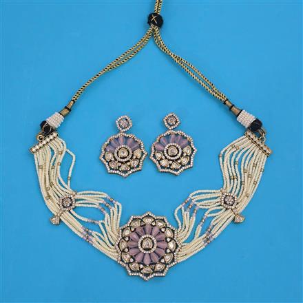 Kundan Choker Necklace with Mehndi Plating