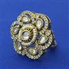 Kundan Adjustable Ring with Mehndi Plating