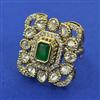 Kundan Adjustable Ring with Mehndi Plating