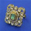 Kundan Adjustable Ring with Mehndi Plating