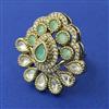 Kundan Adjustable Ring with Mehndi Plating