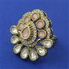 Kundan Adjustable Ring with Mehndi Plating