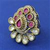 Kundan Adjustable Ring with Mehndi Plating