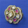 Kundan Adjustable Ring with Mehndi Plating