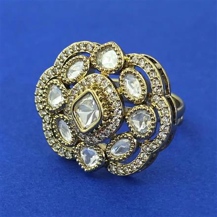 Kundan Adjustable Ring with Mehndi Plating