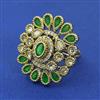 Kundan Adjustable Ring with Mehndi Plating