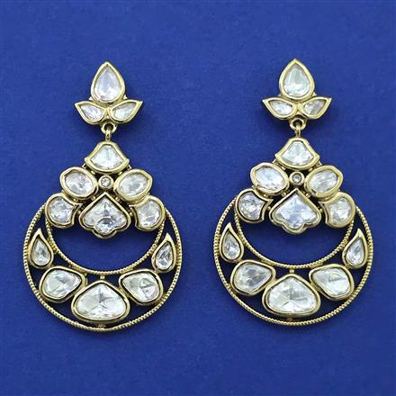 Kundan Chand Earring with Mehndi Plating