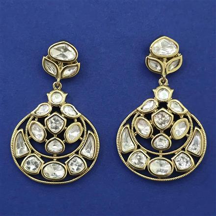 Kundan Chand Earring with Mehndi Plating