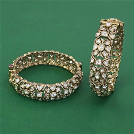 Kundan Openable Bangles With Mehndi Plating