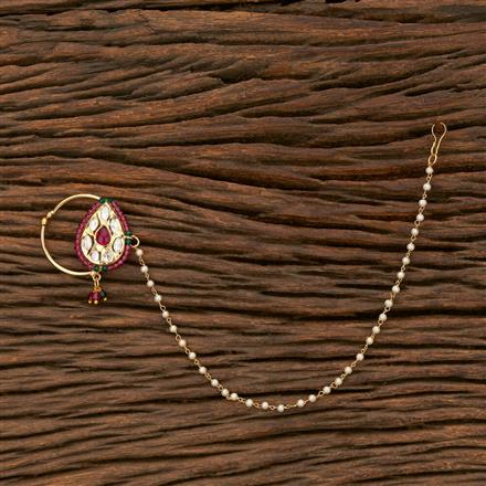 Kundan Classic Nose Ring With Gold Plating