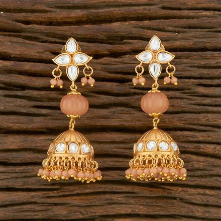 Kundan Jhumkis With Gold Plating
