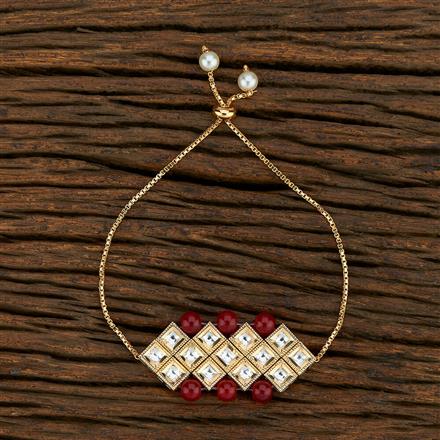 Kundan Adjustable Bracelet With Gold Plating