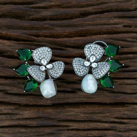 Kundan Short Designer Earring With Black Plating