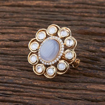 Kundan Classic Ring With Rose Gold Plating