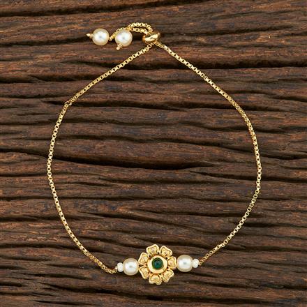 Kundan Adjustable Bracelet With Gold Plating