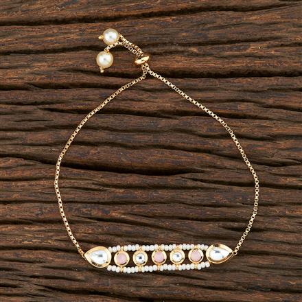 Kundan Adjustable Bracelet With Gold Plating