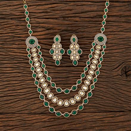 Kundan 3 Line Necklace With Gold Plating