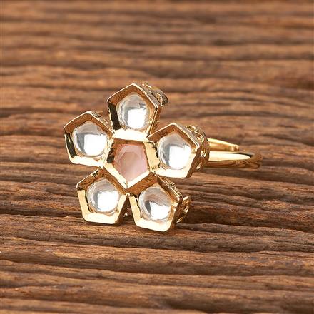 Kundan Adjustable Ring With Gold Plating