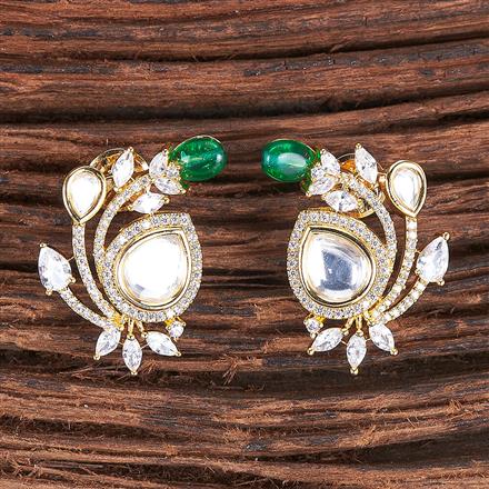 Kundan Short Earring With Gold Plating