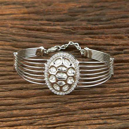 Kundan Pipe Kada With Rhodium Plating