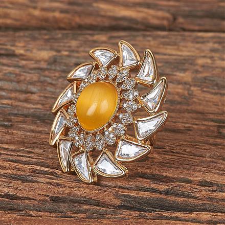 Kundan Adjustable Ring With Rose Gold Plating